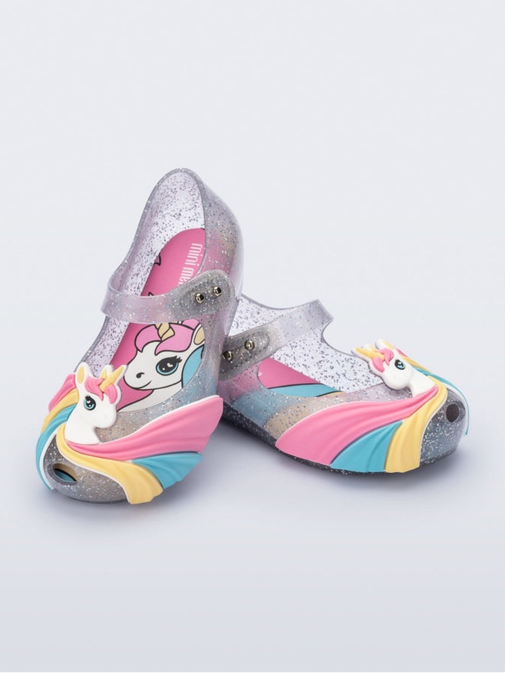 Mini Melissa Ultragirl unicorn baby shoes glitter clear pink size 8 toddler